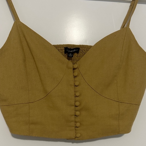 Mustard Button-Front Crop Top - Picture 3 of 5